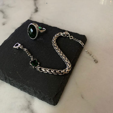 Thai Silver & Green Zirconia Jewelry